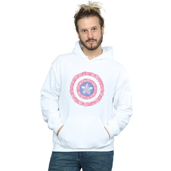 Marvel Mens Captain America Flowers Shield Hoodie