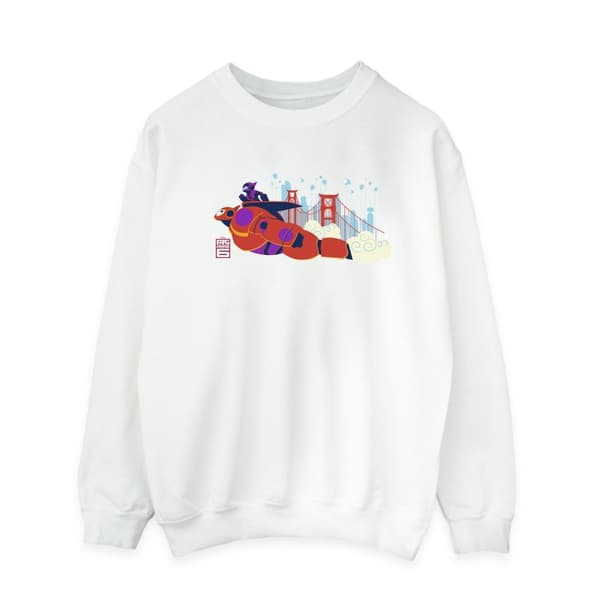 Disney Mens Big Hero 6 Baymax Hiro Bridge Sweatshirt White S