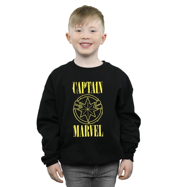 Marvel Boys Captain Marvel Grunge Logo Sweatshirt