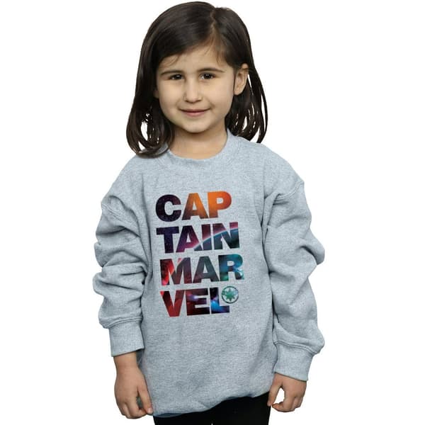 Marvel Girls Captain Marvel Space Text Sweatshirt