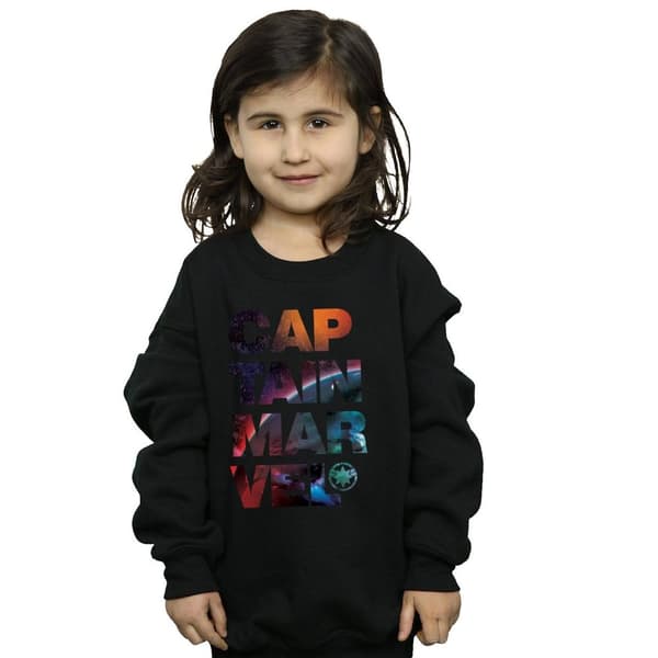 Marvel Girls Captain Marvel Space Text Sweatshirt