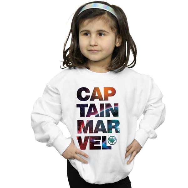 Marvel Girls Captain Marvel Space Text Sweatshirt