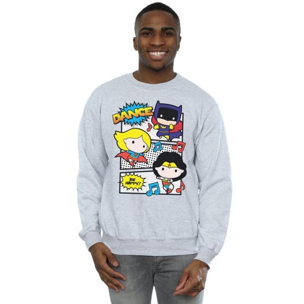 DC Comics Mens Chibi Super Friends Dance Sweatshirt