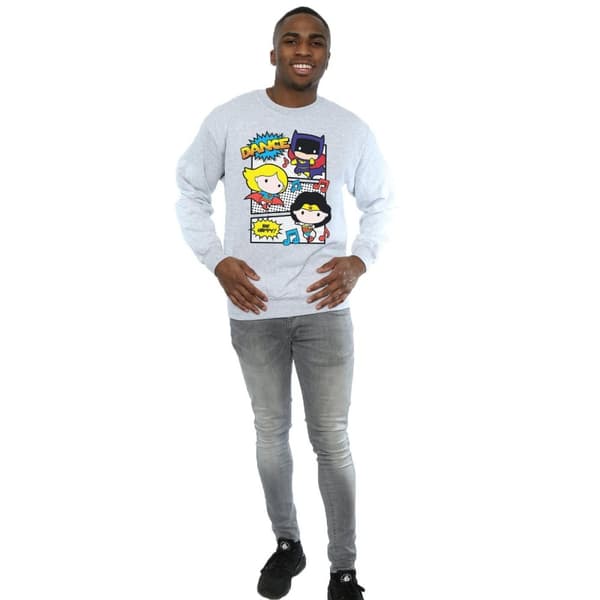 DC Comics Mens Chibi Super Friends Dance Sweatshirt