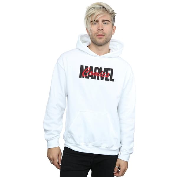 Marvel Mens Red Font Logo Hoodie