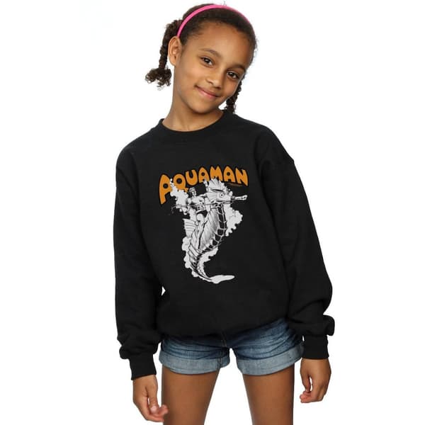 DC Comics Girls Aquaman Mono Action Pose Sweatshirt