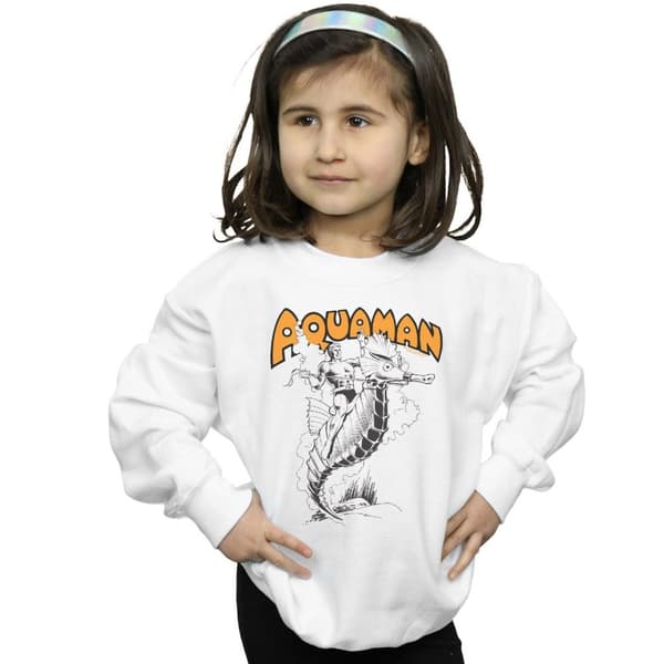 DC Comics Girls Aquaman Mono Action Pose Sweatshirt