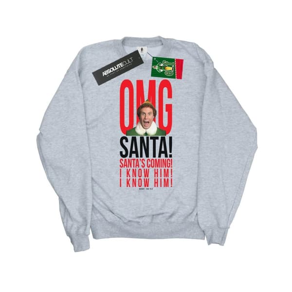 Elf Boys OMG Santa I Know Him Sweatshirt Sports Grey 7-8 Years