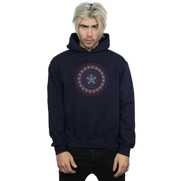 Marvel Mens Captain America Ornamental Shield Hoodie