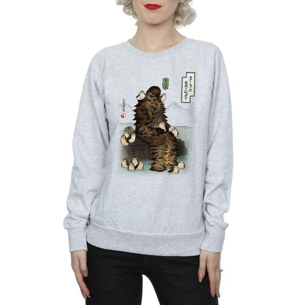 Star Wars Dam/Tjej The Last Jedi Japansk Chewbacca Porgs Sweatshirt