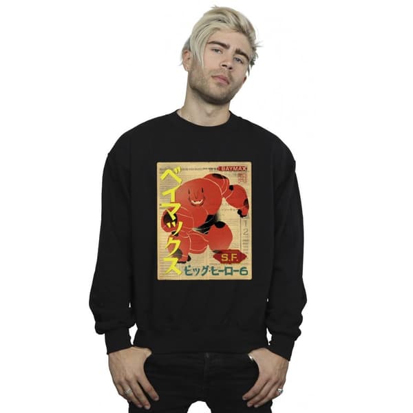 Disney Mens Big Hero 6 Baymax Baymax Newspaper Sweatshirt