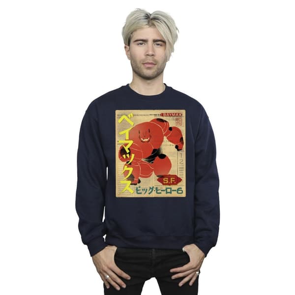 Disney Mens Big Hero 6 Baymax Baymax Newspaper Sweatshirt