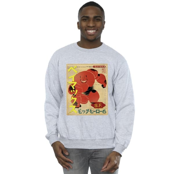 Disney Mens Big Hero 6 Baymax Baymax Newspaper Sweatshirt