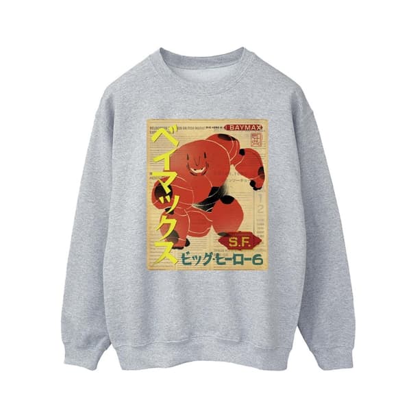 Disney Mens Big Hero 6 Baymax Baymax Newspaper Sweatshirt