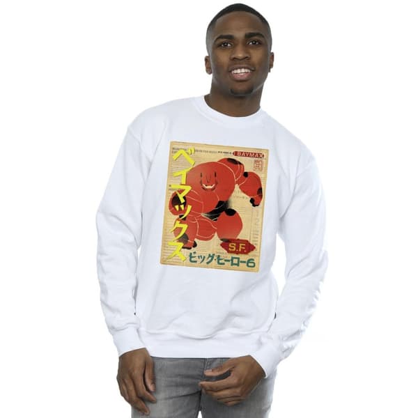 Disney Mens Big Hero 6 Baymax Baymax Newspaper Sweatshirt