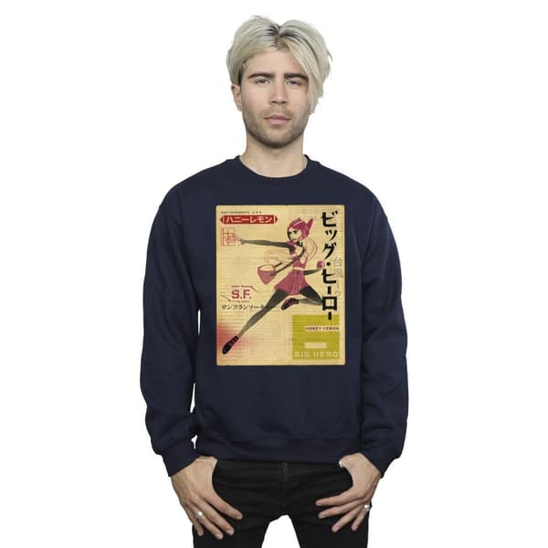 Disney Mens Big Hero 6 Baymax Honey Lemon Newspaper Sweatshirt