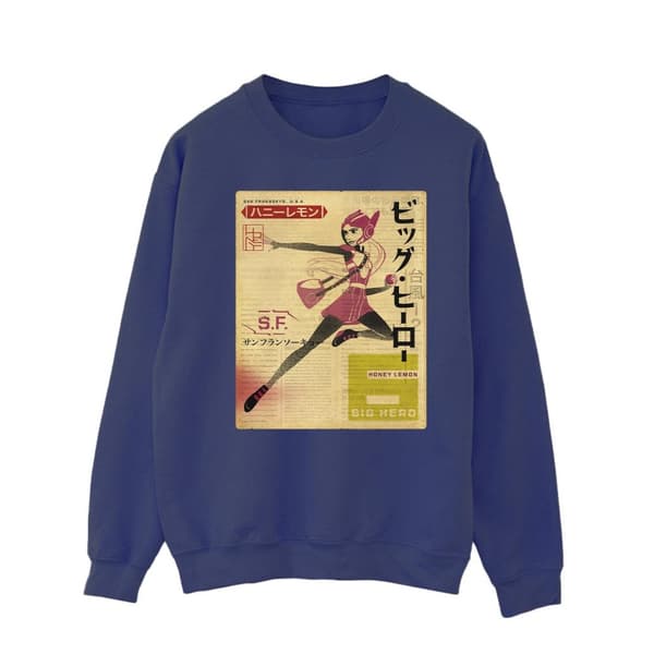 Disney Mens Big Hero 6 Baymax Honey Lemon Newspaper Sweatshirt