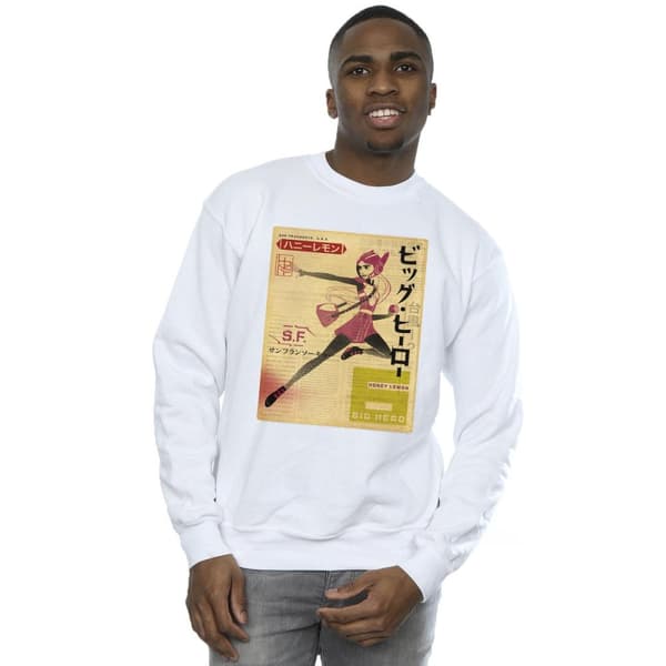 Disney Mens Big Hero 6 Baymax Honey Lemon Newspaper Sweatshirt