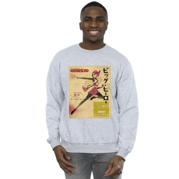 Disney Mens Big Hero 6 Baymax Honey Lemon Newspaper Sweatshirt