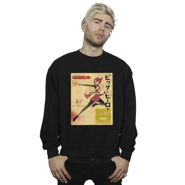 Disney Mens Big Hero 6 Baymax Honey Lemon Newspaper Sweatshirt