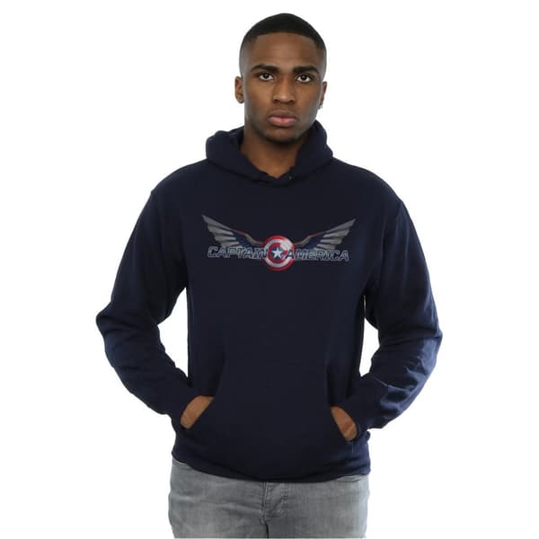 Marvel Mens Falcon And The Winter Soldier Captain America Logo Hoodie