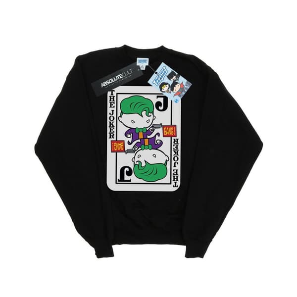 DC Comics Girls Chibi Joker Playing Card Sweatshirt Black 9-11 Years