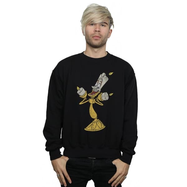 Disney Mens Beauty And The Beast Lumiere Distressed Sweatshirt