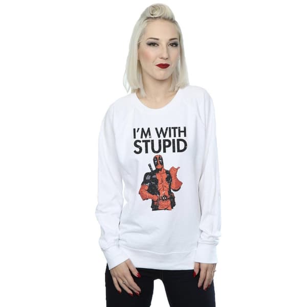 Marvel Dam/Tjej Deadpool I´m With Stupid Sweatshirt