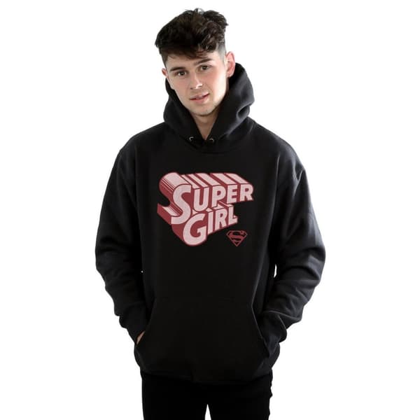 DC Comics Mens Supergirl Retro Logo Hoodie