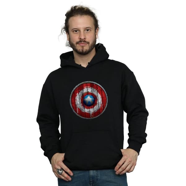 Marvel Mens Captain America Wooden Shield Hoodie