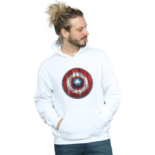 Marvel Mens Captain America Wooden Shield Hoodie