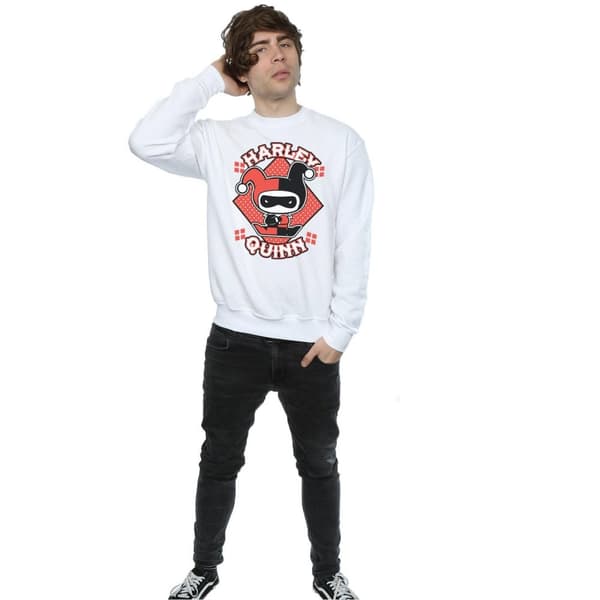 DC Comics Mens Chibi Harley Quinn Badge Sweatshirt