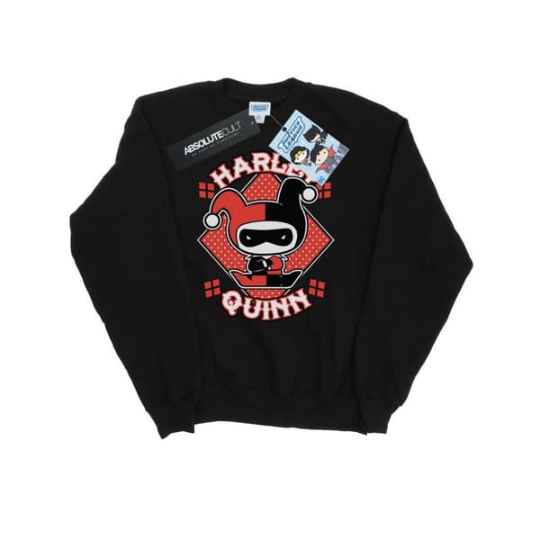 DC Comics Mens Chibi Harley Quinn Badge Sweatshirt