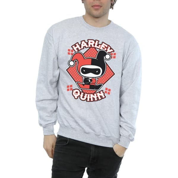 DC Comics Mens Chibi Harley Quinn Badge Sweatshirt