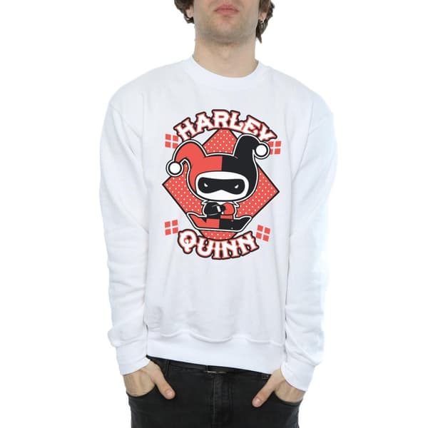 DC Comics Mens Chibi Harley Quinn Badge Sweatshirt