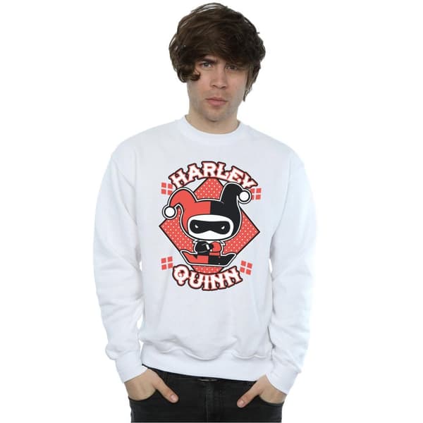 DC Comics Mens Chibi Harley Quinn Badge Sweatshirt
