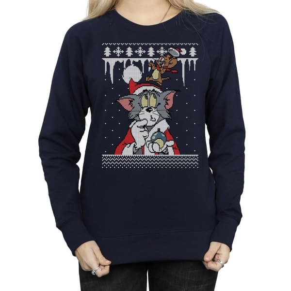 Tom And Jerry Womens/Ladies Christmas Fair Isle Sweatshirt