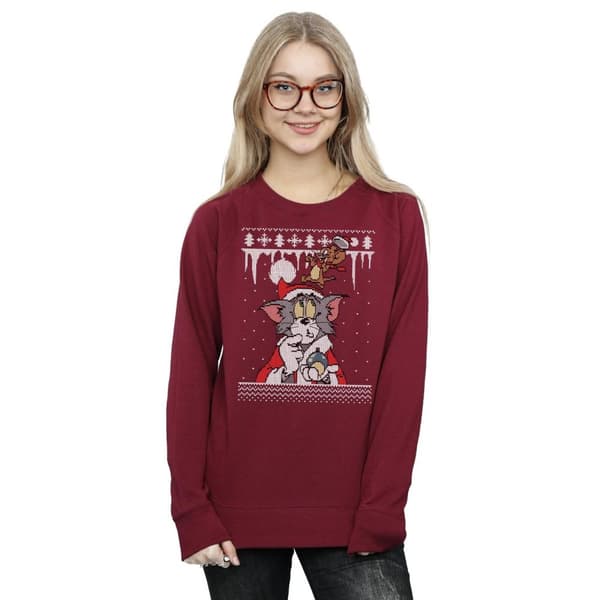 Tom And Jerry Womens/Ladies Christmas Fair Isle Sweatshirt