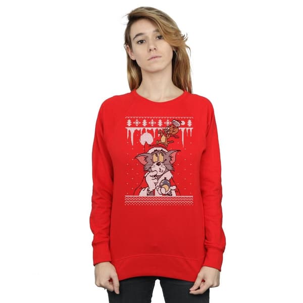 Tom And Jerry Womens/Ladies Christmas Fair Isle Sweatshirt