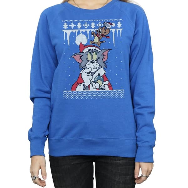 Tom And Jerry Womens/Ladies Christmas Fair Isle Sweatshirt