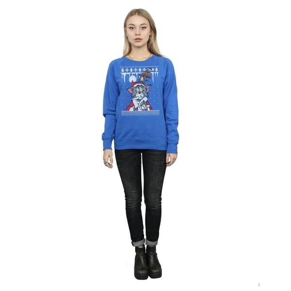 Tom And Jerry Womens/Ladies Christmas Fair Isle Sweatshirt