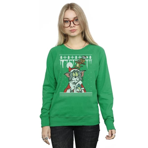 Tom And Jerry Womens/Ladies Christmas Fair Isle Sweatshirt