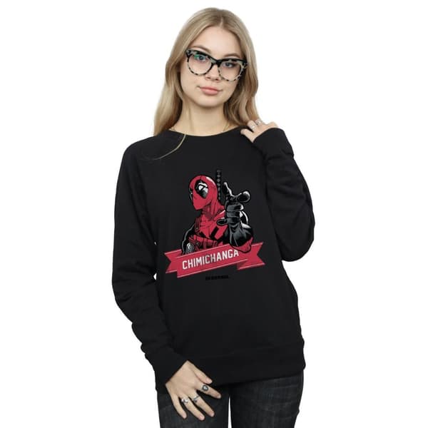 Marvel Womens/Ladies Deadpool Chimichanga Finger Sweatshirt