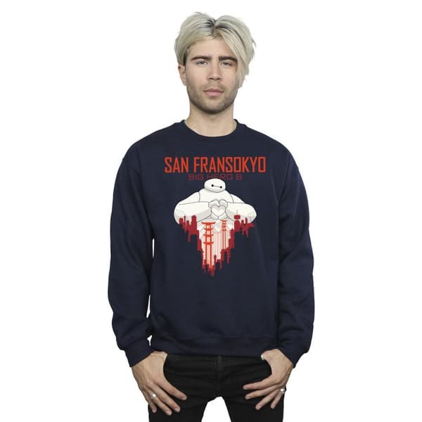 Disney Mens Big Hero 6 Baymax San Fransokyo Heart Sweatshirt