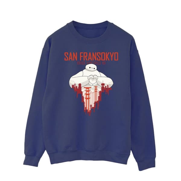 Disney Mens Big Hero 6 Baymax San Fransokyo Heart Sweatshirt