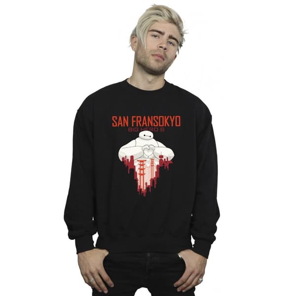 Disney Mens Big Hero 6 Baymax San Fransokyo Heart Sweatshirt