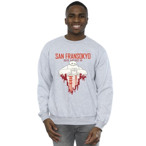Disney Mens Big Hero 6 Baymax San Fransokyo Heart Sweatshirt