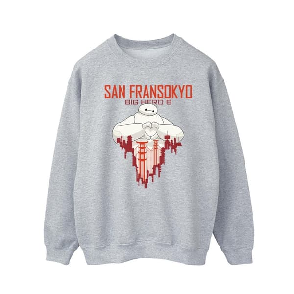 Disney Mens Big Hero 6 Baymax San Fransokyo Heart Sweatshirt