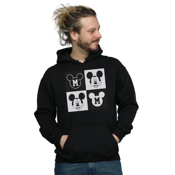 Disney Mens Mickey Mouse Smiling Squares Hoodie