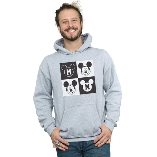 Disney Mens Mickey Mouse Smiling Squares Hoodie